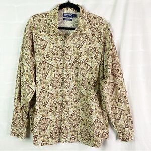 Panhandle Slim Brown Floral Snap Front Long Sleeve Shirt XL